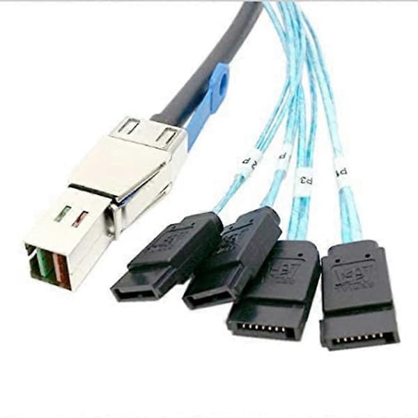 Mini SAS HD SFF-8644 til 4 x SATA 7-pinners harddiskabel, 12 Gbps server ekstern harddisk høyhastighetskabel, 3.33TF/1M.