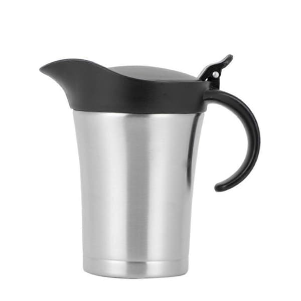 Dobbeltvægget isoleret sovseskål, lavet af rustfrit stål med låg, ideel til sovs, 750 ml.