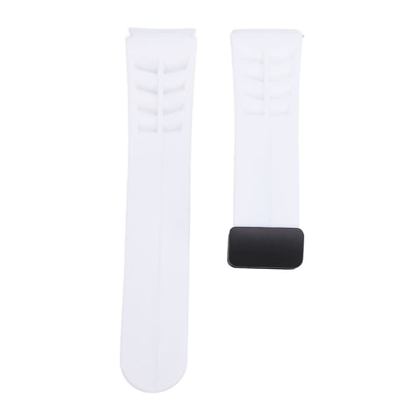 Silikone armbånd til Galaxy Watch 7 6 5 4 44mm med foldbart magnetspænde og quick release, hvid.