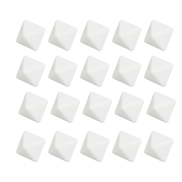 20 STK Sett med 8-sidige hvite blanke plastterninger for DIY brettspill og utdanning