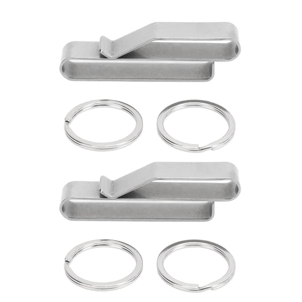 Nyckelring i rostfritt stål med snabbklämma och ring för polis och säkerhet - Silver