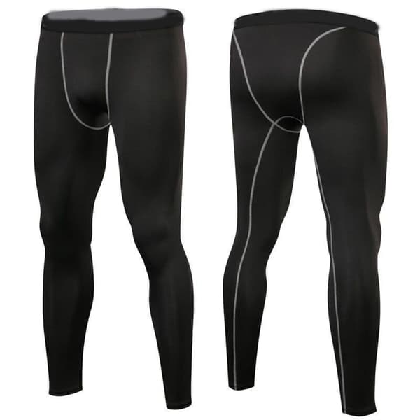 Kompresjonsleggings for menn for trening og løping, hurtigtørkende, elastisk, grå, XL