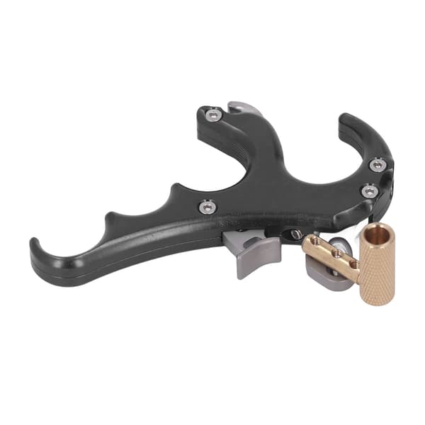 Compoundbueudløser, 4 fingre, justerbar tommelfingerudløser, sort aluminiumslegering