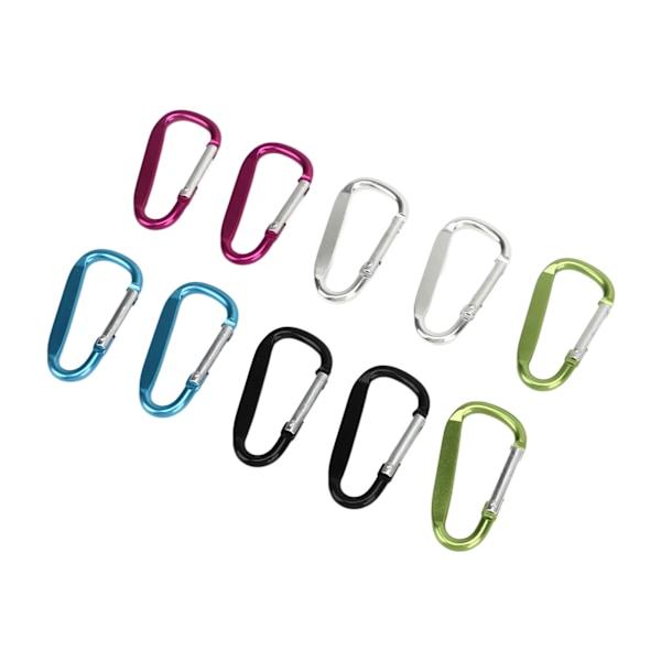 10 st mini karbinhakar i aluminium D-ring form nyckelring spänne krok för camping