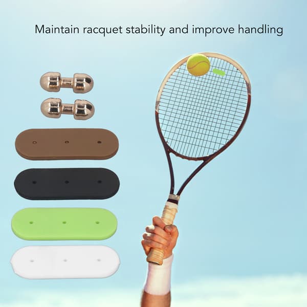 4 stk. bløde silikone vibrationsdæmpere til tennisketchere med 4 spænder
