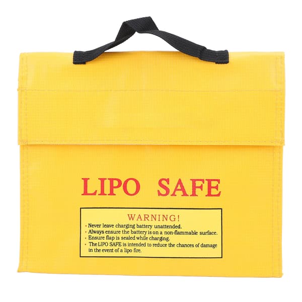Brandsikkert og eksplosionssikkert LiPo batterietui med velcrolukning.