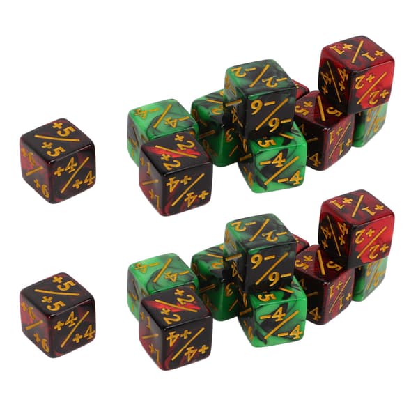 20 stk 16 mm terninger, 2 farger, med addisjon og subtraksjon for undervisning i matematikk