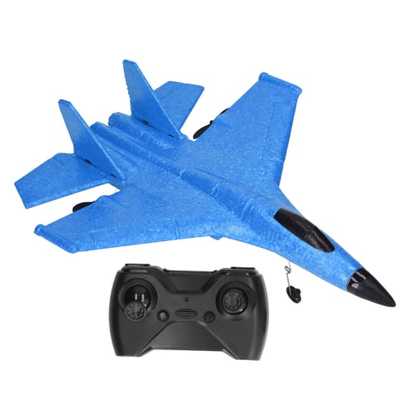 RC fjernstyret svævefly med 2 motorer, faldresistent, IP67, LED-lys, 3 batterier, blå