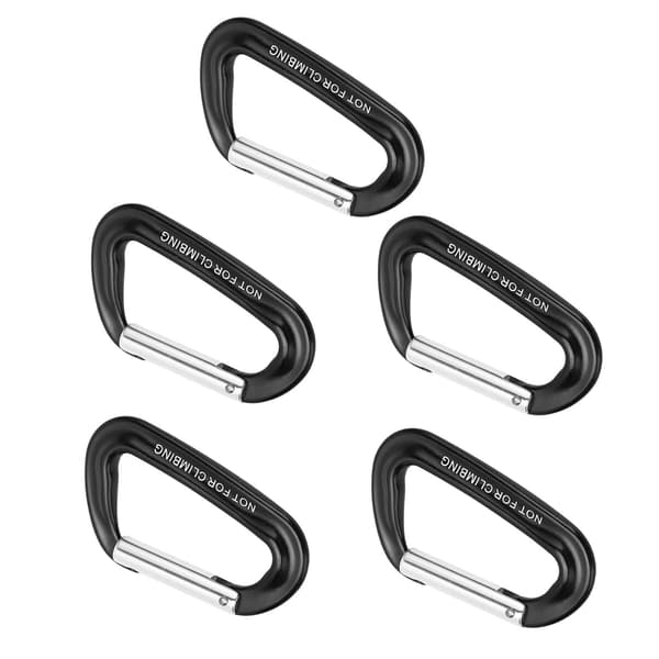 5 st klätterkarbinhakar i aluminiumlegering 12KN D-ringklämma för camping, vandring, utomhus - svart