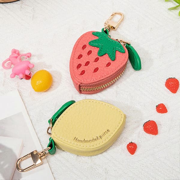 Sød citronformet møntpung nøglering, dametaske charm pung organizer