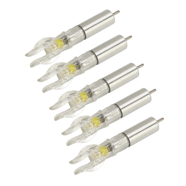 5 STK LED Lysende Pilehaler med Batteri, Plast, Nem Installation til Pile, 6,2 mm Indvendig Diameter, Gul