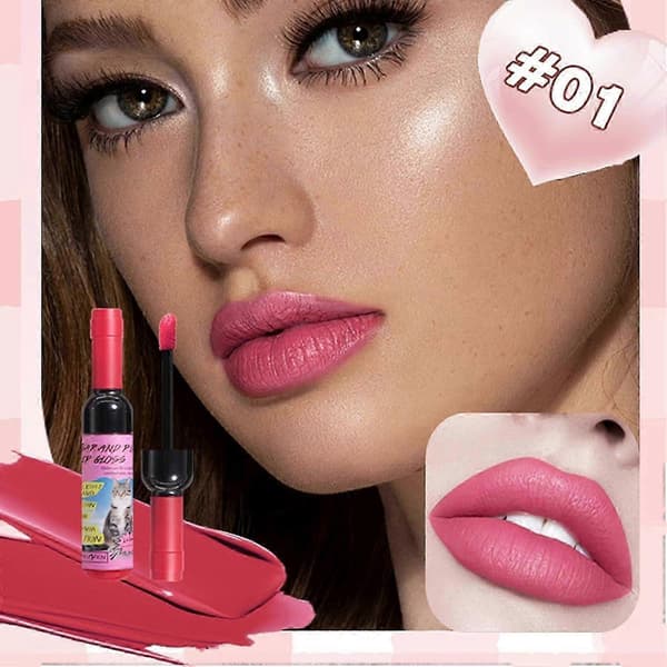 Sæt med 4 lipgloss, peel-off gloss, tatoveringseffekt læbefarve