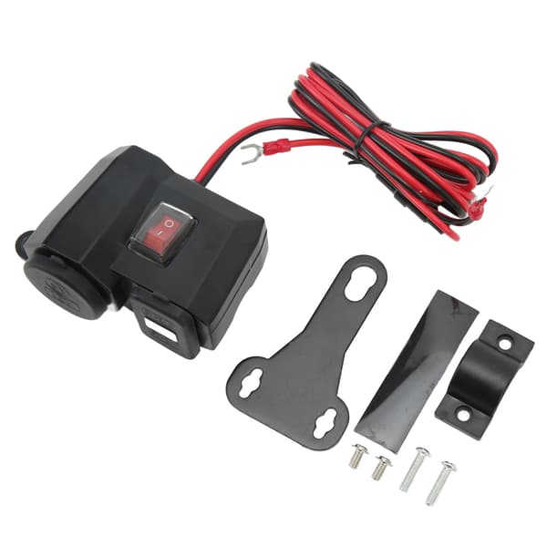 Dobbel USB Motorsykkellader 12V Vanntett med Digital Voltmeter og Sigarettuttak