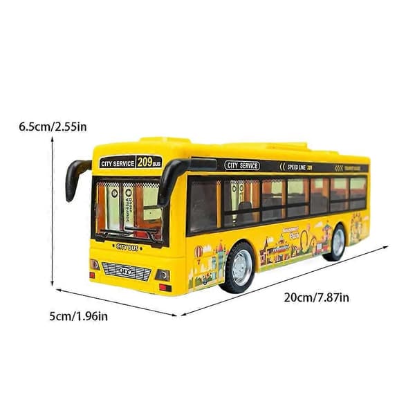 Stor legetøjsbus til børn, der simulerer en ægte busscene, med indbyggede lys, musik og audiovisuelle funktioner, busmodel.