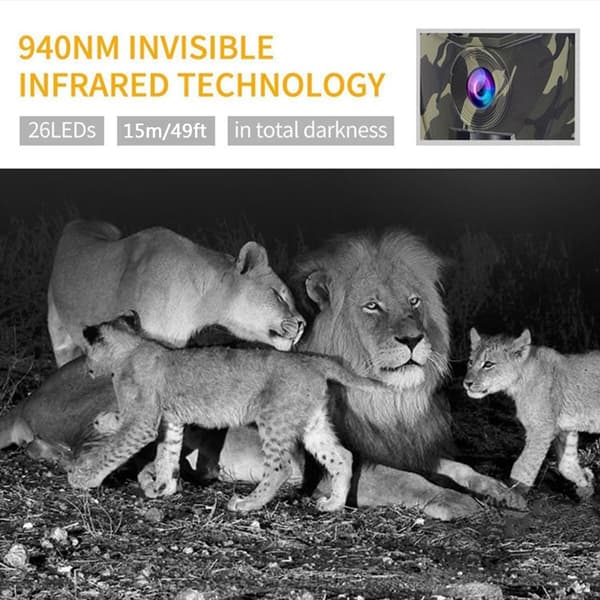 12MP 1080P Vildtkamera med Infrarød Nattesyn, IP56 PIR-sensor til Vildtobservation