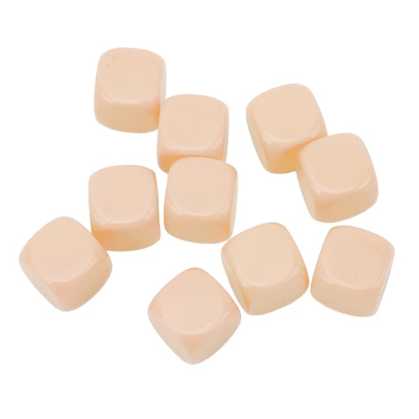 30 STK DIY Tomme Terninger, 6 Avrundede Sider, for Brettspill, Matematikklæring, Beige