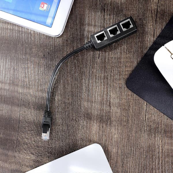 SOLUSTRE RJ45 Ethernet Splitterkabel 1 Han til 3 Hun Netværksforlængerkabeladapter