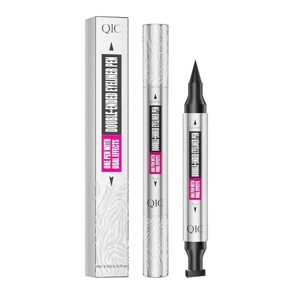 Dobbelt-endet Eyeliner Pen, Vandtæt Sort Flydende Liner med Stempel, Langtidsholdbar Formel til Per