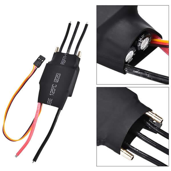 Børsteløs elektrisk hastighedsregulator (ESC) med vandkøling, 60A, til RC-båd med UBEC 5V/3A