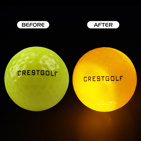 6 stk. lyse lysende LED-golfbolde til natbrug med integreret lys