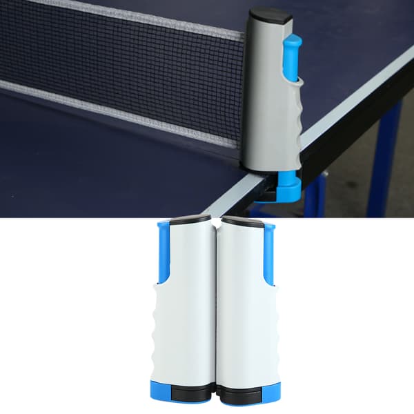 Bärbart justerbart infällbart bordtennisnät för bord upp till 170 cm, blått och grått