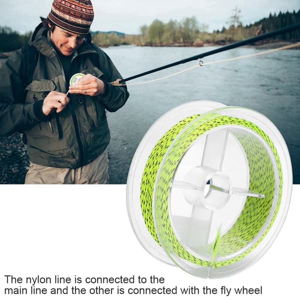 Tilspidset forfang flueline 50m holdbar nylon 20lb gul og sort