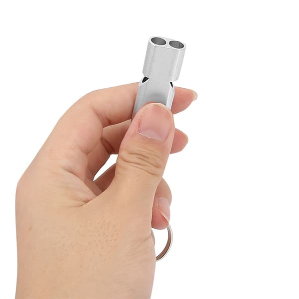 5 st visselpipa i aluminiumlegering med dubbla rör för utomhusnödsituationer (silver)