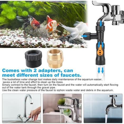 Erstatningsfittings til akvariehaner, vandskifterfittings, pumpemundstykker og 60 cm adaptere