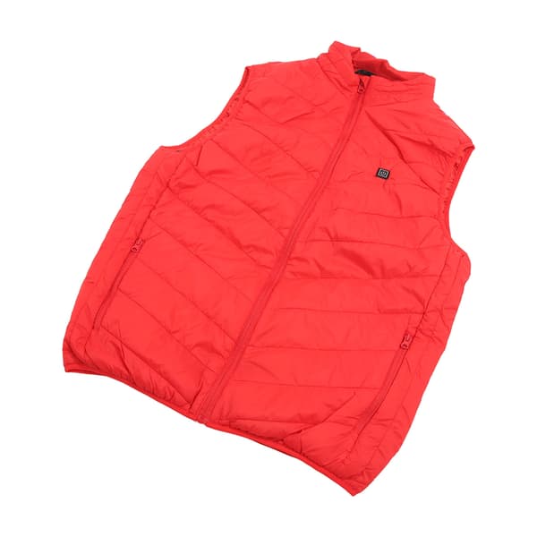 USB 5V elektrisk oppvarmet vest, lett, vaskbar, nylon polyester, rød, XL