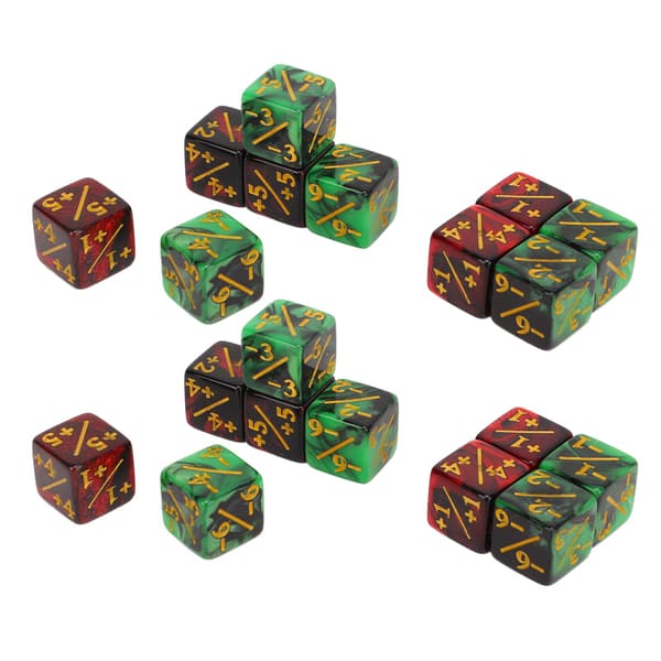 20 stk 16 mm terninger, 2 farger, med addisjon og subtraksjon for undervisning i matematikk