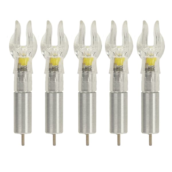 5 STK LED Lysende Pilehaler med Batteri, Plast, Nem Installation til Pile, 6,2 mm Indvendig Diameter, Gul