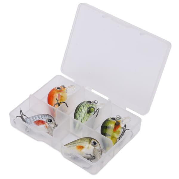 Kit med 5 Mini Crankbait Fiskedrag med Låda, Hårda Drag för Sötvatten och Saltvatten, Typ 3