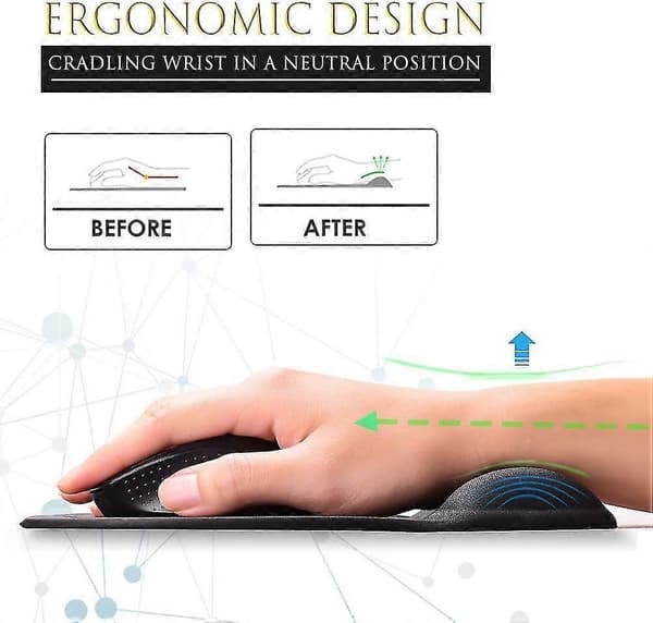 Ergonomisk musemåtte med gel håndledsstøtte; behagelig computermusemåtte til bærbare computere; smertelindring;