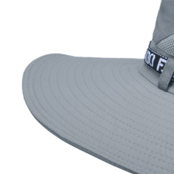 Fiskehatt Bomull Polyester Bred Brem Pustende Sommerhatt for Menn Lysegrå