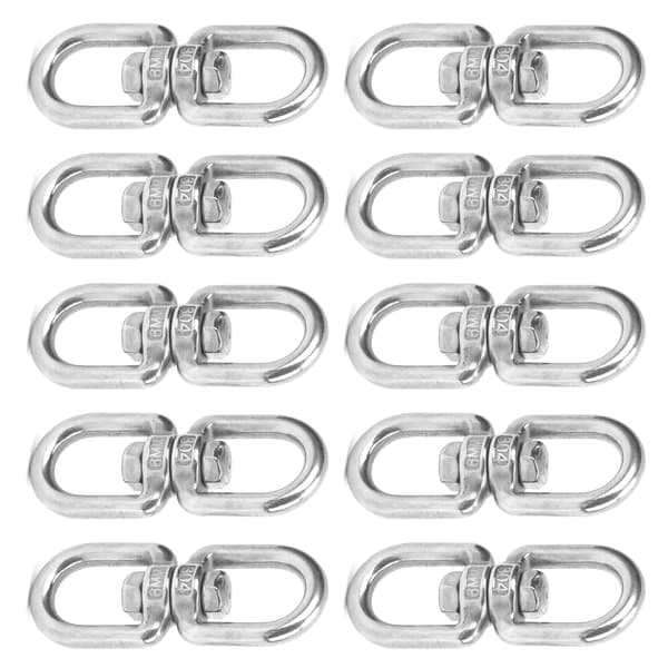 10 stk. M6 svingbare vegglamper i rustfritt stål, 8-formet ring, dobbeltende kobling