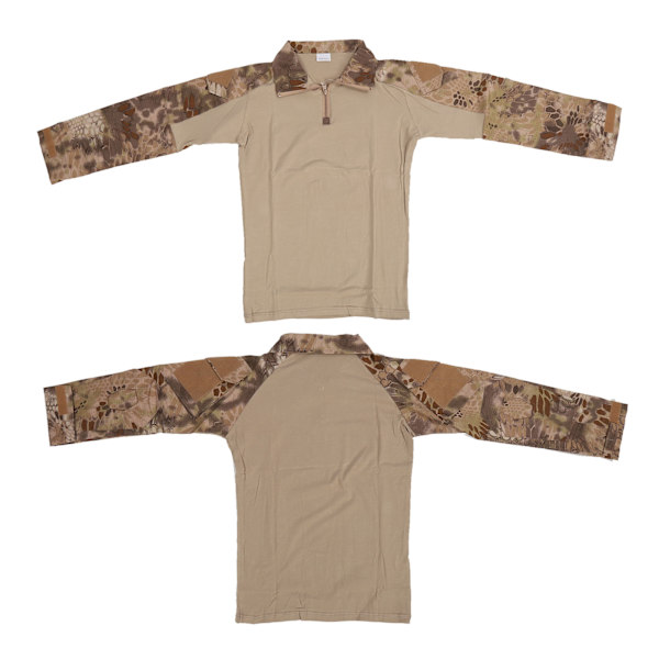 Unisex kampgenser, langermet, glidelås, bomull polyester, pustende, pythonmønster, brun, XL
