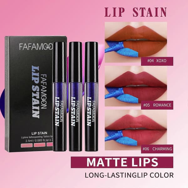 Avtrekkbar lipgloss, sett med 3 vanntette lipglosser