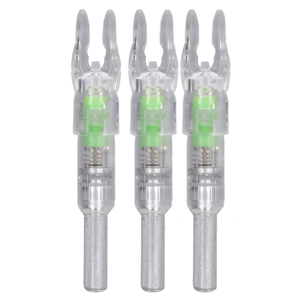 3PCS Lysande pilspetsar 6,2 mm innerdiameter PE Automatisk belysning för utomhusbåge Grön
