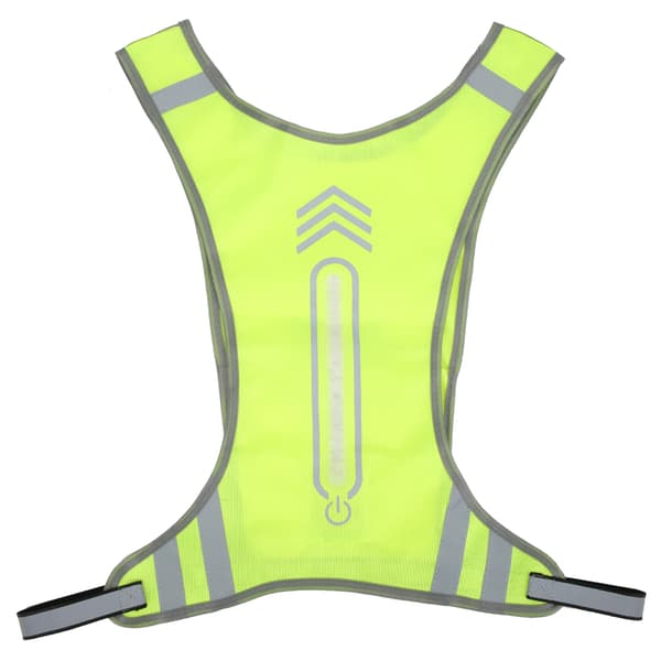 Gul LED refleksvest for sykling og nattløping med 200m synlig lys