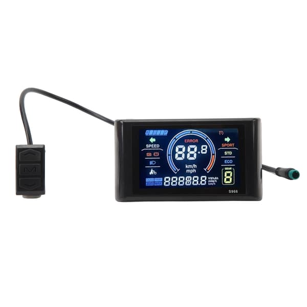S966 LCD-displaypanel til 24-72V elcykel, vandtæt, letvægts, til 22,2 mm styr