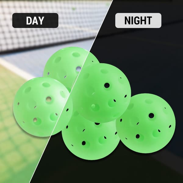 5-pak 74 mm lysende pickleballs til indendørs og udendørs træning med netpose