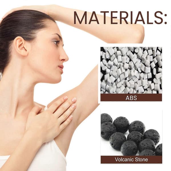 Set med 3 vulkaniska mineralroll-ons - Deodoriserar och minskar mörka fläckar, bärbar oljeabsorbent