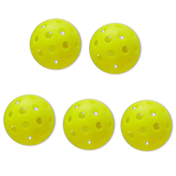 5-pak med 74 mm oplyste pickleballbolde til indendørs og udendørs brug, med netpose