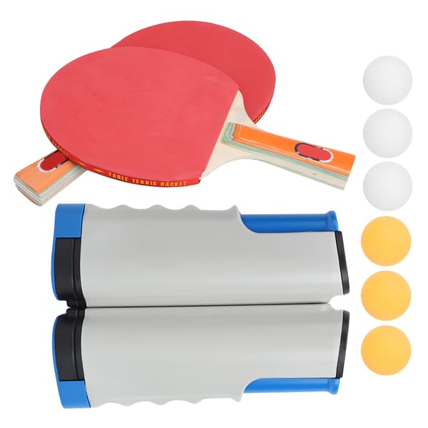 Bordtennisset för barn med racketar, bollar, nät, mjukt skaft, inomhusträning