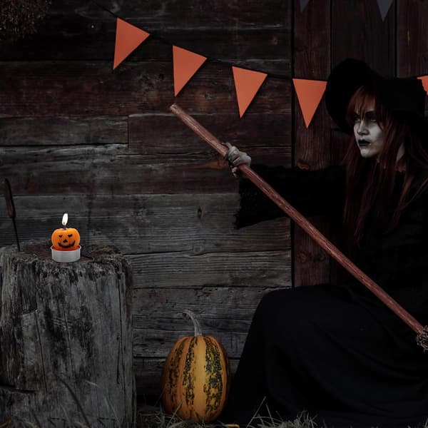 Halloweenljus Orange pumpa för dekoration 6 st Halloween-tillbehör