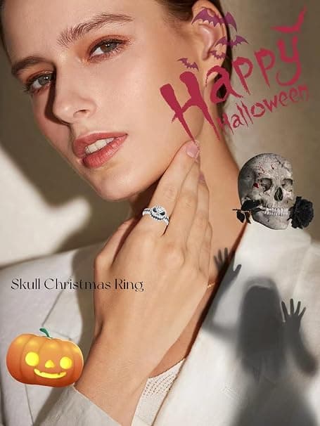 Kranie Jule Ring, Mode Kranie Sød Jul Halloween Ringe, Dryp Olie Diamant Djævel Mode.