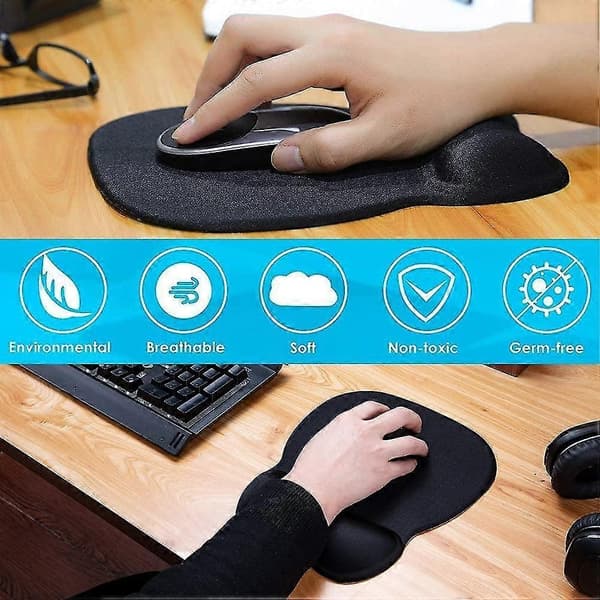 Ergonomisk musmatta med handledsstöd i gel; bekväm datormusmatta för bärbara datorer; smärtlindring;