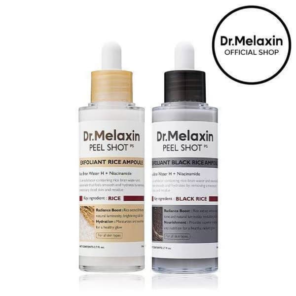Dr. Melaxin Rice Softening Essence 80ml - Lysner, udjævner pletter og eksfolierer (Sort Ris/Hvid Ris) White rice