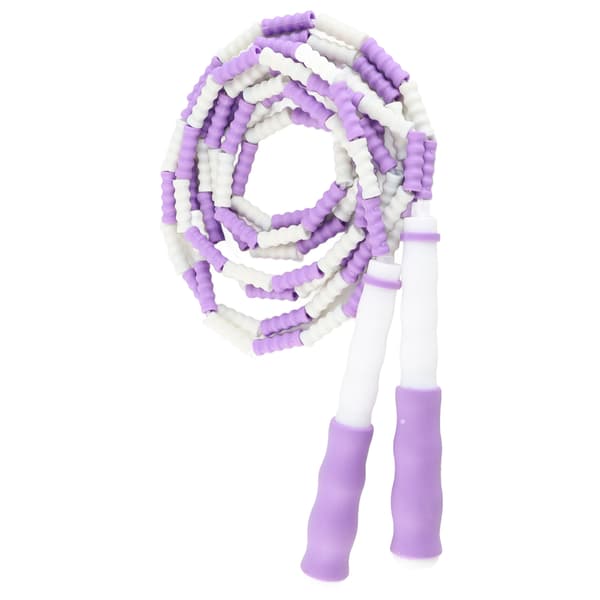 Justerbart segmenteret sjippetov, anti-sammenfiltring, med perler, fleksibel PP-plast, til børn, lilla