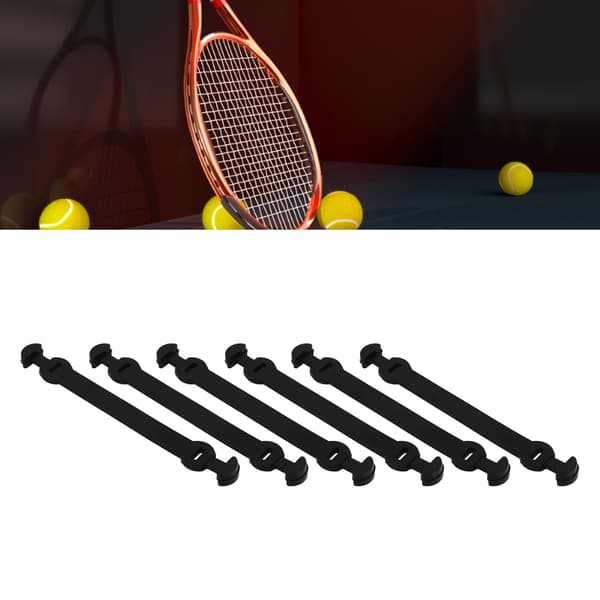 6 vibrationsdæmpere til tennisketcher, langt spænde, sort silikone